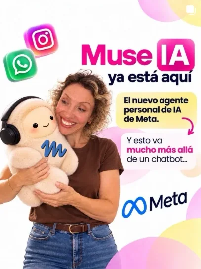 Encar Centella con la mascota de Muse IA, el nuevo agente personal de IA de Meta